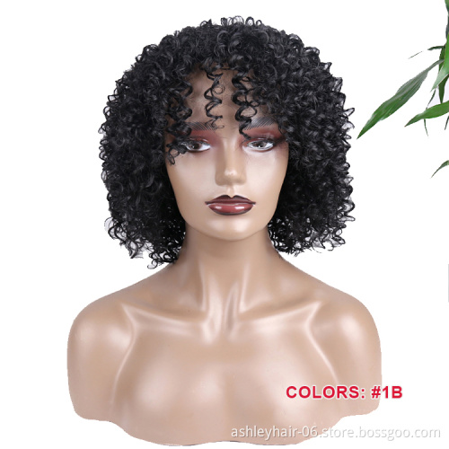 Kanekalon Vendor High Quality Fiber Cheap Color Heat Resistant Afro Curly Synthetic Synthetic Hair Wigs For Black Women